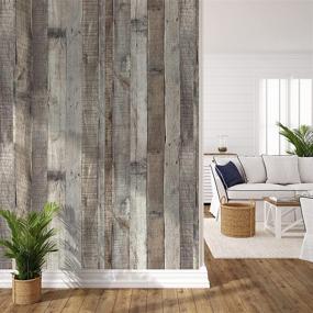 img 2 attached to Peel and Stick Distressed Wood Wallpaper - 17.71” x 118” Self Adhesive Vintage Reclaimed Faux Plank Look Film, Shiplap Cabinet Vinyl Removable Decor for Home Décor