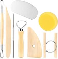 🧪 beginner pottery tool set: 8-piece wooden clay sculpting kit for smoothing, carving, shaping, and cleaning - includes cutting, modeling, and trimming tools logo