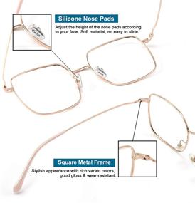 img 1 attached to 👓 Cyxus Square Metal Eyeglasses Frame for Men Women with Clear Lens and Blue Light Blocking Technology