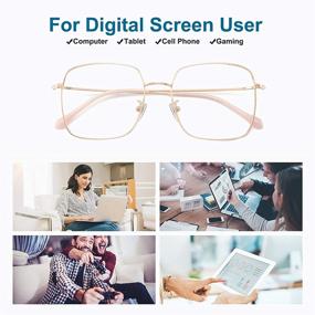 img 2 attached to 👓 Cyxus Square Metal Eyeglasses Frame for Men Women with Clear Lens and Blue Light Blocking Technology