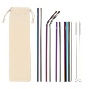 img 4 attached to Complete Set of Stainless Steel Drinking Straws - 8 Straws, 2 Brush Cleaners, Travel Case - Eco Friendly, Straight & Bent, Wide Smoothie/Boba Straws, Perfect for 20, 30oz. Yeti/RTC Tumblers