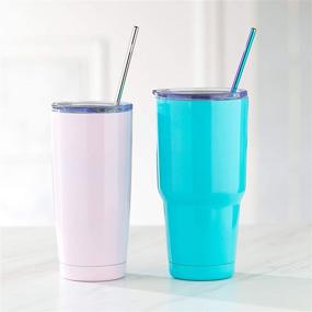 img 1 attached to Complete Set of Stainless Steel Drinking Straws - 8 Straws, 2 Brush Cleaners, Travel Case - Eco Friendly, Straight & Bent, Wide Smoothie/Boba Straws, Perfect for 20, 30oz. Yeti/RTC Tumblers