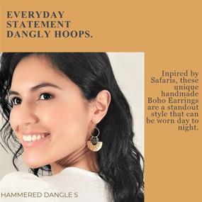 img 1 attached to 🌺 Allison Rose Atelier: Handmade Bohemian Hammered Dangle Hoop Earrings in Worn Gold Matte Plating - Elegant Long Dangling Earrings