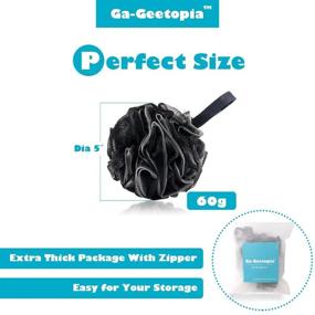 img 3 attached to 🚿 Ga-Geetopia Shower Puff: Durable Black Bath Sponge for Effective Body Scrubbing and Exfoliation - Bamboo Charcoal Loofah Pouf Ball for Men and Women