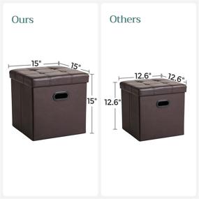 img 1 attached to 🔲 SONGMICS 15 Inches Folding Storage Ottoman: Versatile Cube Footrest, Coffee Table, Puppy Step with Durable Faux Leather, Brown ULSF30Z