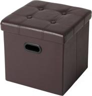 🔲 songmics 15 inches folding storage ottoman: versatile cube footrest, coffee table, puppy step with durable faux leather, brown ulsf30z логотип