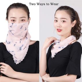 img 3 attached to 🧣 Chiffon Silk Neck Gaiter Scarf Mask Bandanas - Sun Protection, UV Protective, Dust Proof, Perfect for Outdoors, Sports