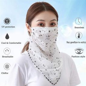 img 1 attached to 🧣 Chiffon Silk Neck Gaiter Scarf Mask Bandanas - Sun Protection, UV Protective, Dust Proof, Perfect for Outdoors, Sports