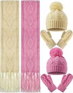 ❄️ stay fashionably cozy this winter with the 6-piece knitted beanie hat, gloves, mittens, and tassel scarf set logo