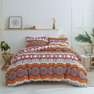 🛏️ shatex queen comforter set: all season boho bedding with ultra soft polyester – striped burnt orange comforter, 2 pillow shams included logo