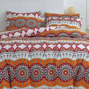 img 3 attached to 🛏️ Shatex Queen Comforter Set: All Season Boho Bedding with Ultra Soft Polyester – Striped Burnt Orange Comforter, 2 Pillow Shams included