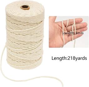 img 3 attached to 🧶 218 Yards Macrame Cotton Cord Rope for Wall Hanging Dream Catcher & Christmas Decorations - Natural Handmade Craft Rope for DIY Macrame Plant Hangers, Crocheting & Bohemian Knitting