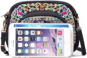 img 1 attached to Embroidery Crossbody Cell Phone Messenger Wristlet Women's Handbags & Wallets