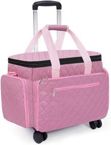 img 4 attached to Sewing Machine Case with Wheels: Rolling Bag with Diamond Quilt Design, Removable Trolley, Multidirectional Wheels, Travel Tote, Compatible with Brother Singer Machines