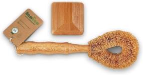 img 4 attached to 🌱 Eco-Friendly Washing Up Brush Set with Coconut Scourer and Bamboo Pan Scraper, Pot Brush, Dish Cleaner, Bamboo Handle Eco Scourer, Wash Up Brush and Pot Scraper, Bamboo Eco Cleaning Kit by Bambaw