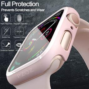 img 3 attached to Pzoz Compatible For Apple Watch Series 6/5 /4 /SE 40Mm Case With Screen Protector Accessories Slim Guard Thin Bumper Full Coverage Matte Hard Cover Defense Edge For IWatch Women Men GPS (Pink)
