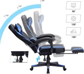 img 2 attached to 🎮 SONGMICS Racing Gaming Chair with Footrest: Tilt, Lumbar Support - 330 lb Load - Black/Blue