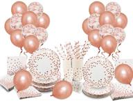 🌹 rose gold party supplies bundle: plates, cups, napkins, straws, knives, rose gold balloons - serves 30, ideal for rose gold-themed baby showers, weddings & bride-to-be celebrations logo