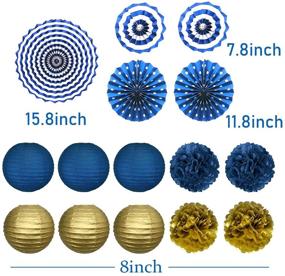 img 3 attached to Navy Blue Party Decorations: Stunning Blue and Gold Paper Lanterns, Fan Tissue Paper Pom Pom Flowers - Perfect for Navy Blue Birthdays, Baby Showers, Weddings & More!