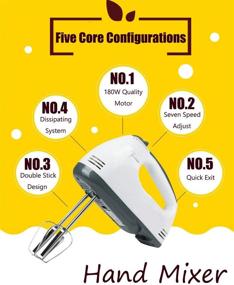 img 1 attached to 🔌 2021 Upgrade: Hand Mixer Electric - 7 Speed Handheld Kitchen Mixer for Food Whipping - Lightweight Stainless Steel Egg Whisk - Immersion Blender - Dough Sticks