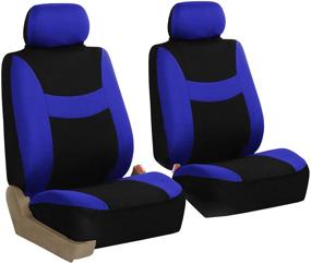 img 2 attached to FH Group FB030BLUEBLACK115 Full Seat Cover (Side Airbag Compatible With Split Bench Blue/Black)