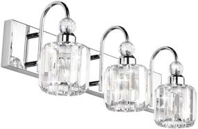 img 4 attached to 💎 Stylish Ralbay Modern LED Crystal Bathroom Vanity Lights: 3-Lights Stainless Steel Crystal Vanity Lights Over Mirror with Modern Crystal Bathroom Vanity Lighting Fixtures