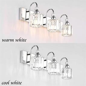 img 2 attached to 💎 Stylish Ralbay Modern LED Crystal Bathroom Vanity Lights: 3-Lights Stainless Steel Crystal Vanity Lights Over Mirror with Modern Crystal Bathroom Vanity Lighting Fixtures