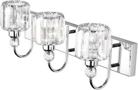 img 3 attached to 💎 Stylish Ralbay Modern LED Crystal Bathroom Vanity Lights: 3-Lights Stainless Steel Crystal Vanity Lights Over Mirror with Modern Crystal Bathroom Vanity Lighting Fixtures