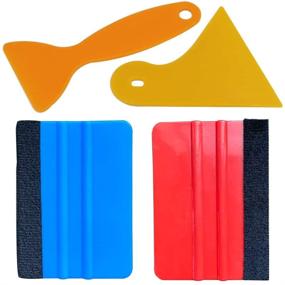 img 3 attached to 🚘 UTSAUTO Felt Edge Squeegee Car Wrapping Tool Kits - 4 Inch Vinyl Wrap Squeegee for Precise Installation of Car Vinyl, Window Tint, Wallpaper, Decal Stickers - Set of 4 Tools