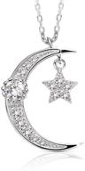 agvana sterling silver cz moon star pendant necklace - perfect christmas, anniversary, birthday gift for women & girls - includes jewelry box logo