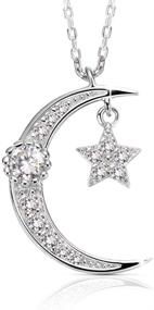 img 4 attached to Agvana Sterling Silver CZ Moon Star Pendant Necklace - Perfect Christmas, Anniversary, Birthday Gift for Women & Girls - Includes Jewelry Box