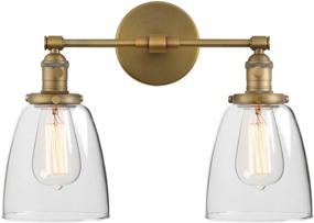 img 4 attached to 🔦 Phansthy Antique Industrial Wall Lamp: Stylish Dual Light Wall Sconce with Dome Glass Lamp Shades (Antique Finish)