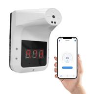revolutionize health monitoring: wall-mounted bluetooth body thermometer with non-contact forehead fever detection for schools, offices, shops (includes rechargeable battery) logo