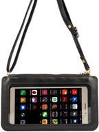 phone bag touch screen pu leather crossbody bag for iphone & samsung, universal phone wallet pouch shoulder bag for various models logo