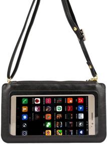 img 4 attached to Phone Bag Touch Screen PU Leather Crossbody Bag for iPhone & Samsung, Universal Phone Wallet Pouch Shoulder Bag for Various Models