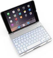 💼 slim led backlit bluetooth keyboard case for apple ipad mini 1/2/3 (7.9'') tablet with shell protective cover - silver logo