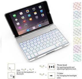 img 3 attached to 💼 Slim LED Backlit Bluetooth Keyboard Case for Apple iPad Mini 1/2/3 (7.9'') Tablet with Shell Protective Cover - Silver