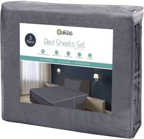 img 1 attached to Oakias Grey Twin Bed Sheets: Soft Microfiber Fabric Set for Bed - Shrinkage & Fade Resistant, Machine Washable - 3 Piece Twin Sheets