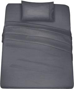 img 4 attached to Oakias Grey Twin Bed Sheets: Soft Microfiber Fabric Set for Bed - Shrinkage & Fade Resistant, Machine Washable - 3 Piece Twin Sheets