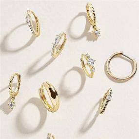 img 2 attached to Erpels Gold Small Hoop Earring Set for Women Girls with Cubic Zirconia Chain Detail