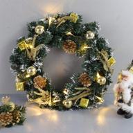 🎄 urmagic led light up christmas wreath decorations with pine balls, wreath hanger for front door, xmas door wreath (15.7in, gold) - enhancing holiday spirit and festive vibes логотип