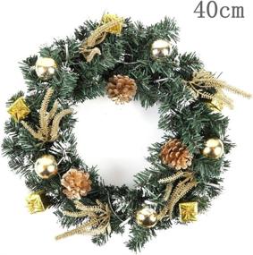 img 3 attached to 🎄 URMAGIC LED Light Up Christmas Wreath Decorations with Pine Balls, Wreath Hanger for Front Door, Xmas Door Wreath (15.7in, Gold) - Enhancing Holiday Spirit and Festive Vibes