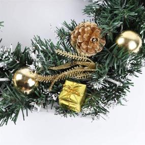 img 1 attached to 🎄 URMAGIC LED Light Up Christmas Wreath Decorations with Pine Balls, Wreath Hanger for Front Door, Xmas Door Wreath (15.7in, Gold) - Enhancing Holiday Spirit and Festive Vibes