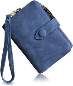 img 4 attached to 👛 PofeeXIO Women's RFID Small Bifold Leather Wallet with Card Slots, ID Window, and Zipper Coin Purse – Stylish Ladies' Wristlet