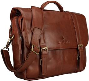 img 1 attached to Stylish and Versatile: Finelaer Brown 👜 Designer Leather Messenger Laptop Bag for Men