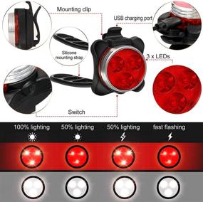 img 2 attached to 🚲 USB Rechargeable Bike Light Set with Storage Bag - Front and Rear Bicycle Lights + Waterproof Triangle Saddle Frame Pouch for Cycling (Black)