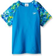 👚 girls' short sleeve printed rashguard swim shirt by speedo - discontinued by manufacturer logo
