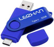 🔵 leizhan 32gb usb c flash drive 3.0 - perfect type c photostick for samsung galaxy s10/s9/s8, lg g6, google pixel xl - in vibrant blue! logo