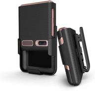 📱 beltron galaxy z flip case 2020 with clip - snap-on protective cover and rotating belt holster combo, built-in kickstand - black (compatible with sm-f700, sm-f707) - not for z flip 3 logo