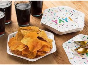 img 2 attached to 🍽️ Convenient 24-Count Disposable Plates - Hexagon Design for Kids Birthday Party, Appetizer, Lunch, Dinner, and Dessert - 9 x 8 Inches